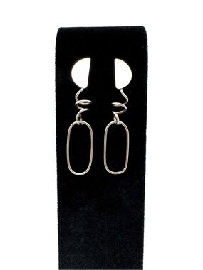 Sterling Silver Spiral Oval Drop Dangling Post Earrings